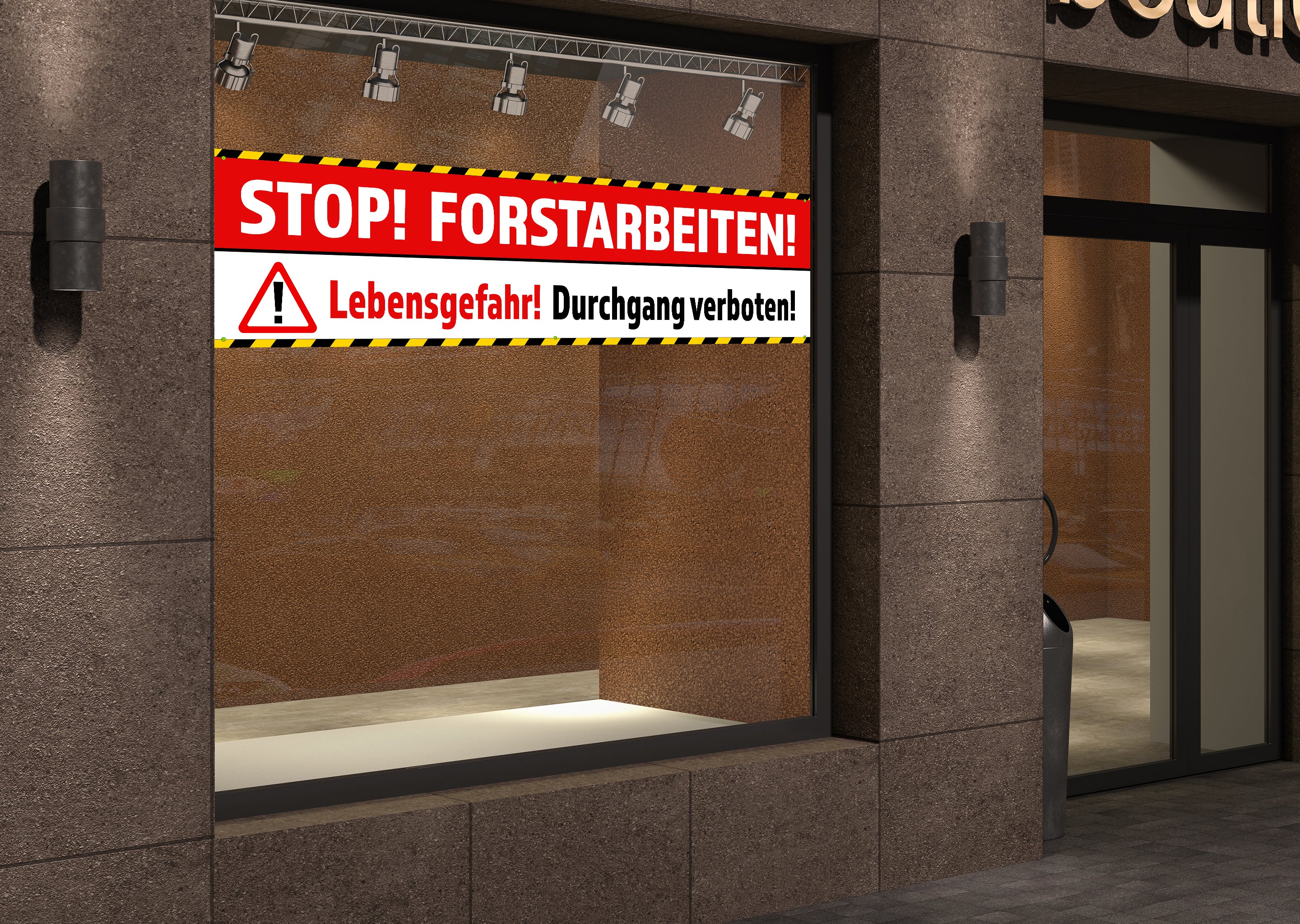 PVC-Banner oder Klebefolie STOP! FORSTARBEITEN - 0
