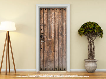 Türtapete ALTE HOLZTÜR MIT EISENBESCHLÄGE selbstklebend
