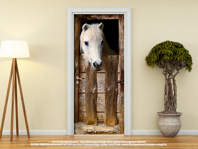 Türtapete PFERD IM ALTEN STALL selbstklebend