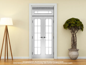 Türtapete KASSETTENTÜR WEISS HOLZ & GLAS selbstklebend