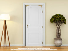 Türtapete KASSETTENTÜR WEISS-GOLD HOLZ selbstklebend-1