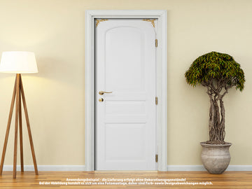 Türtapete KASSETTENTÜR WEISS-GOLD HOLZ selbstklebend