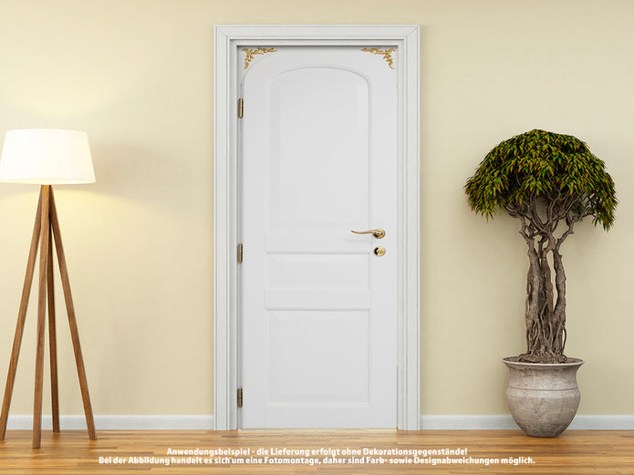 Türtapete KASSETTENTÜR WEISS-GOLD HOLZ selbstklebend