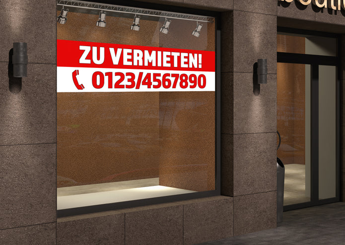 PVC-Banner oder Klebefolie ZU VERMIETEN personalisierbar