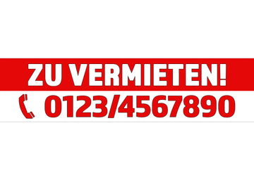 PVC-Banner oder Klebefolie ZU VERMIETEN personalisierbar