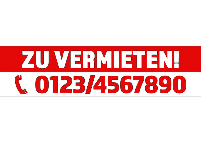 PVC-Banner oder Klebefolie ZU VERMIETEN personalisierbar