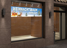 PVC-Banner oder Klebefolie WEIHNACHTSBAUM VERKAUF Schneelandschaft - 0