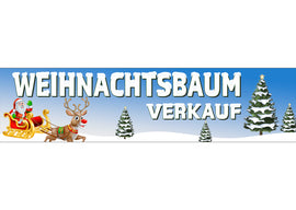 PVC-Banner oder Klebefolie WEIHNACHTSBAUM VERKAUF Schneelandschaft