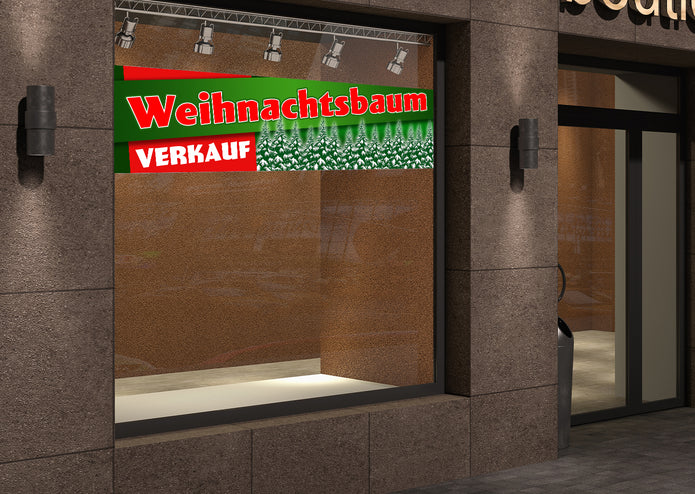 PVC-Banner oder Klebefolie WEIHNACHTSBAUM VERKAUF rot/grün V2