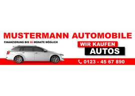 PVC-Banner oder Klebefolie WIR KAUFEN AUTOS personalisierbar